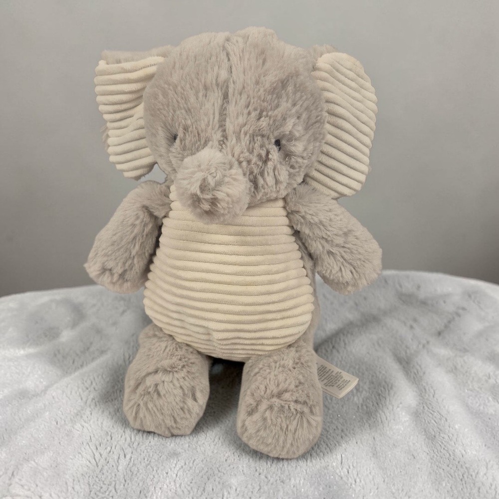 Just One You Carter's Elephant Plush Unisex 10" Minimalist Corduroy Grey Nursery